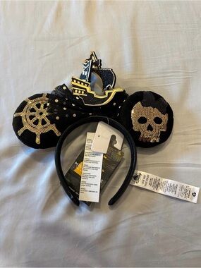 Disney Minnie Mouse Pirate Sequin Ear Headband — Black & Gold